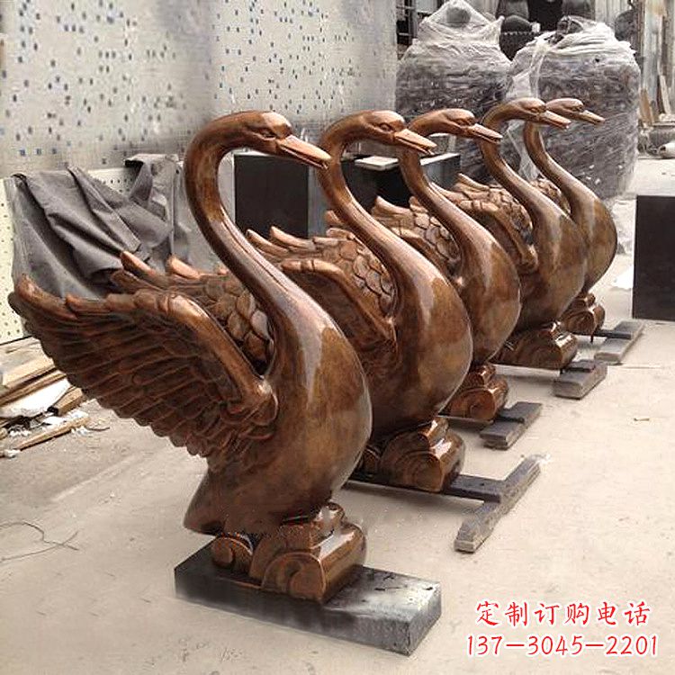 淄博精美纯铜喷水天鹅雕塑