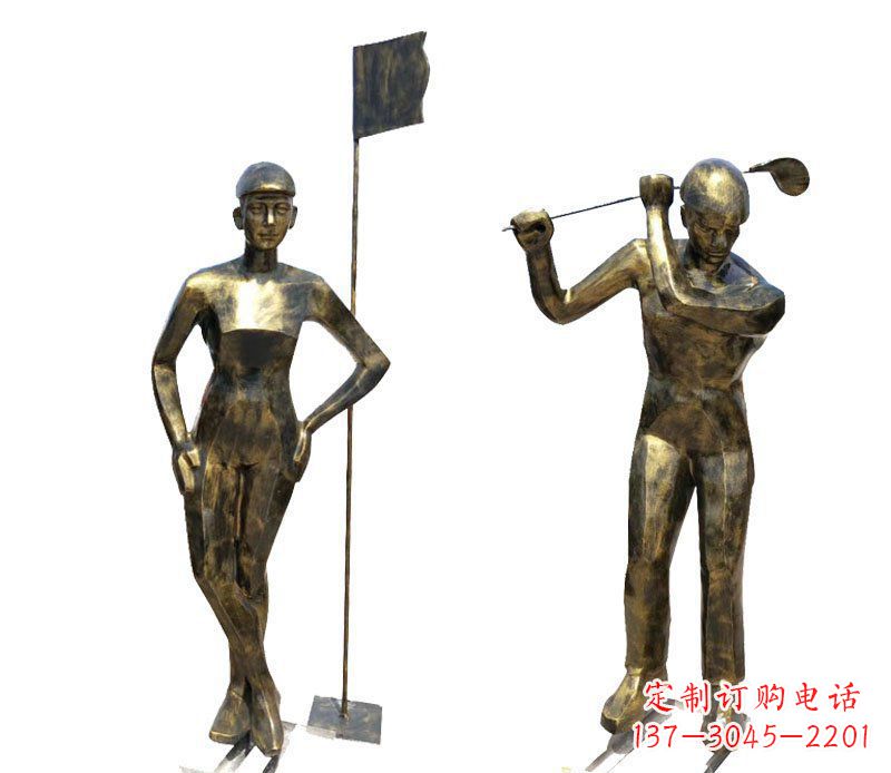淄博打高尔夫人物广场景观铜雕摆件