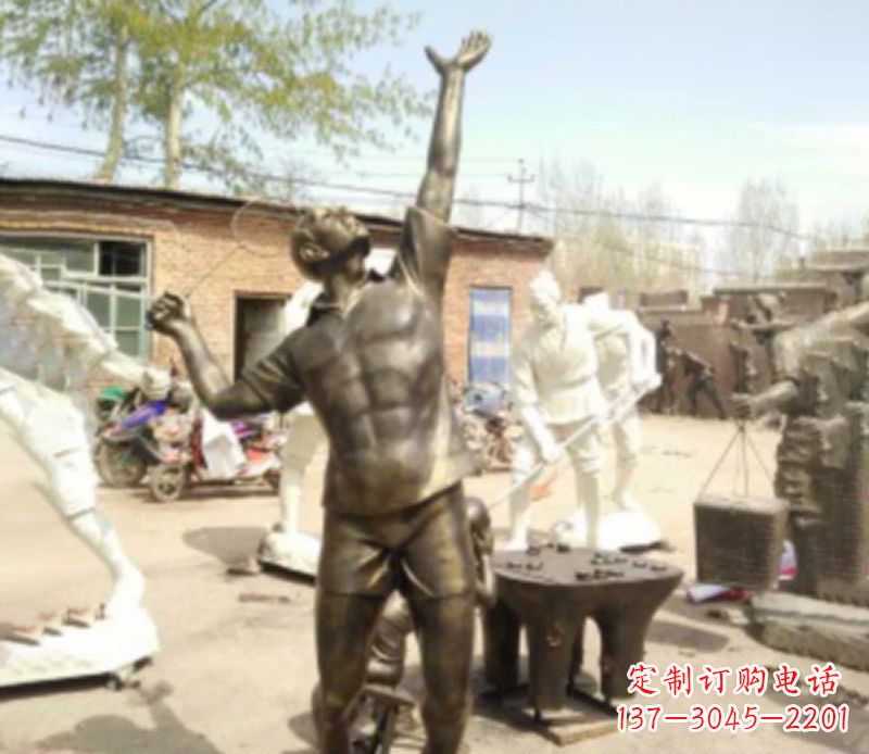 淄博打羽毛球公园人物铜雕