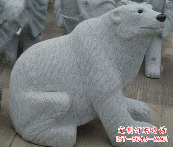 淄博精美大理石雕刻的北极熊