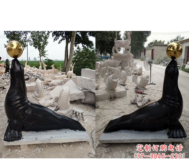 淄博大理石海豹雕塑