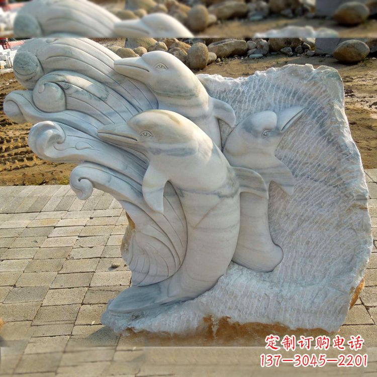 淄博海豚雕塑以大理石精美绝伦