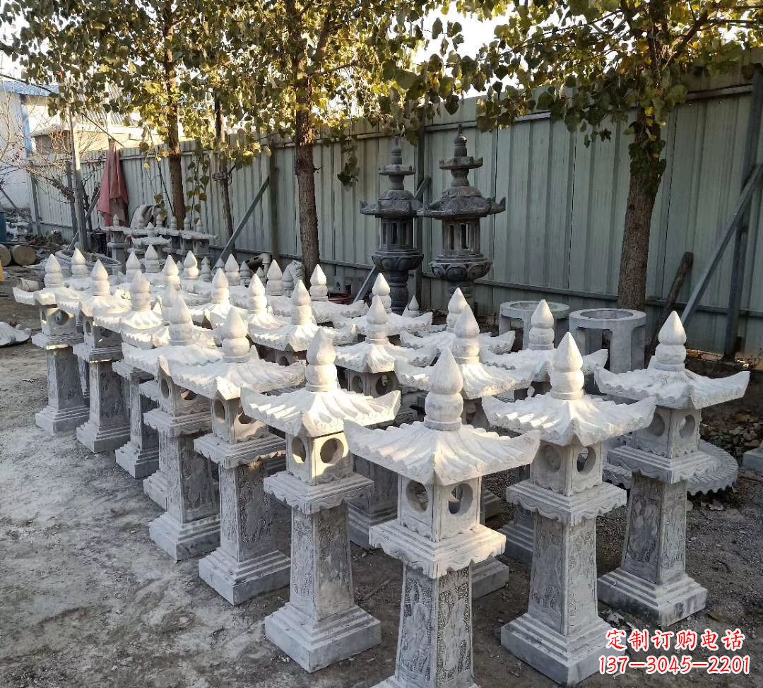 淄博优雅摩登,大理石公园石灯雕塑