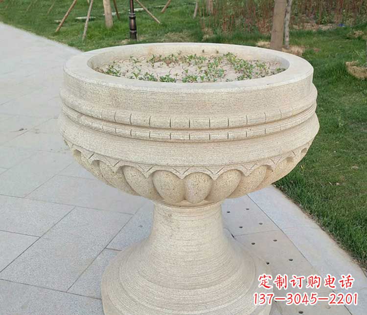 淄博大理石花盆石雕