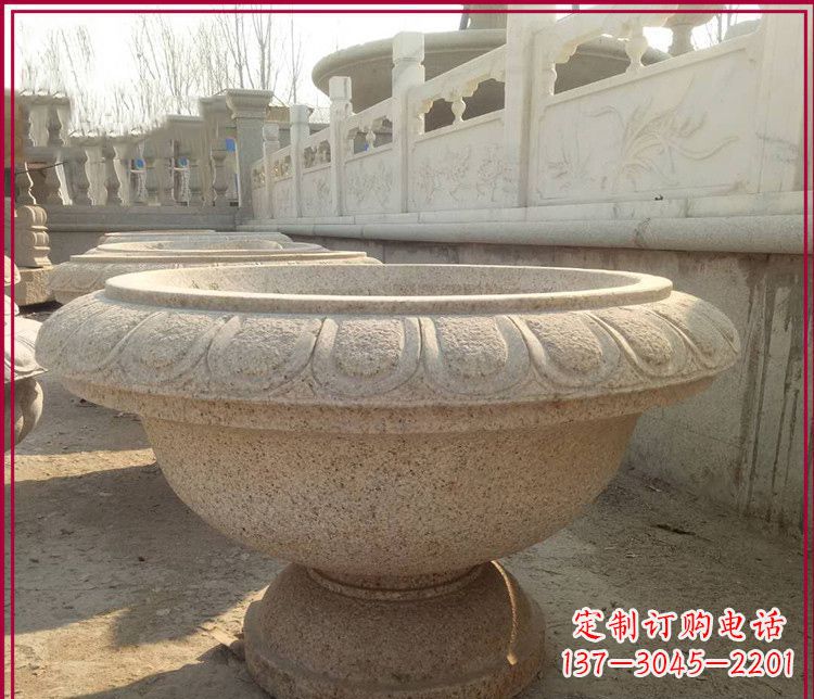 淄博大理石花盆雕塑