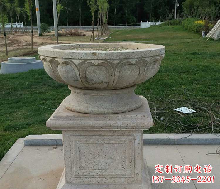 淄博大理石花盆石雕