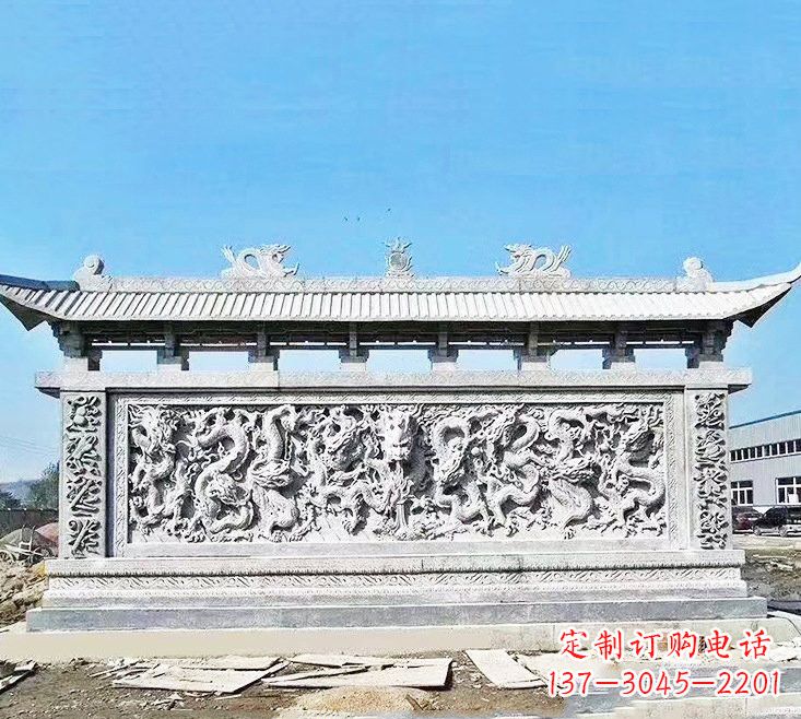 淄博精美大理石九龙壁雕塑