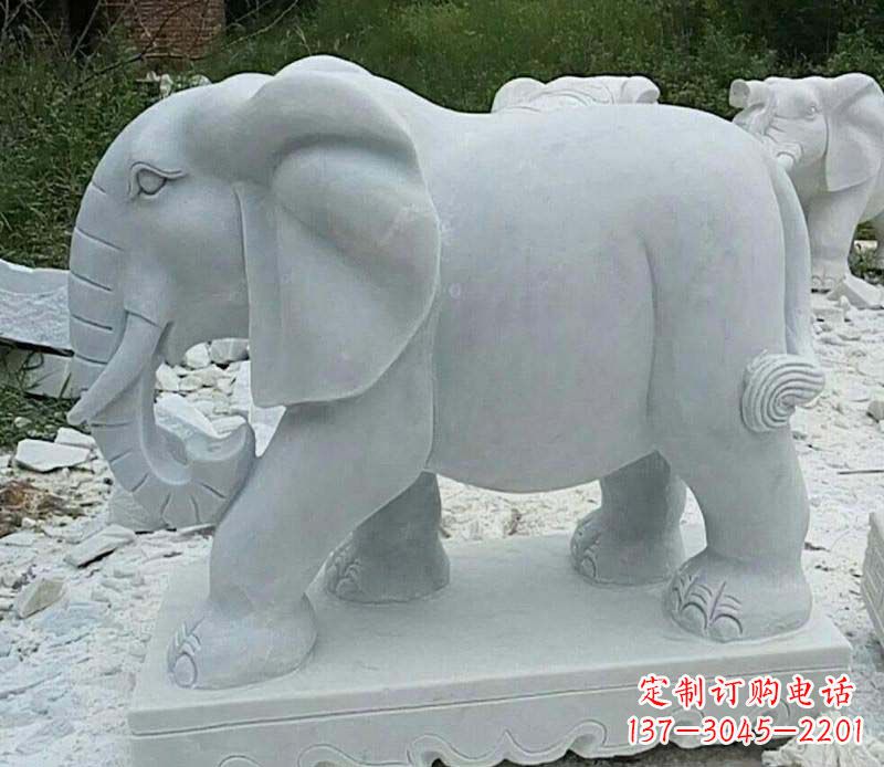 淄博精雕细琢的大理石大象雕塑