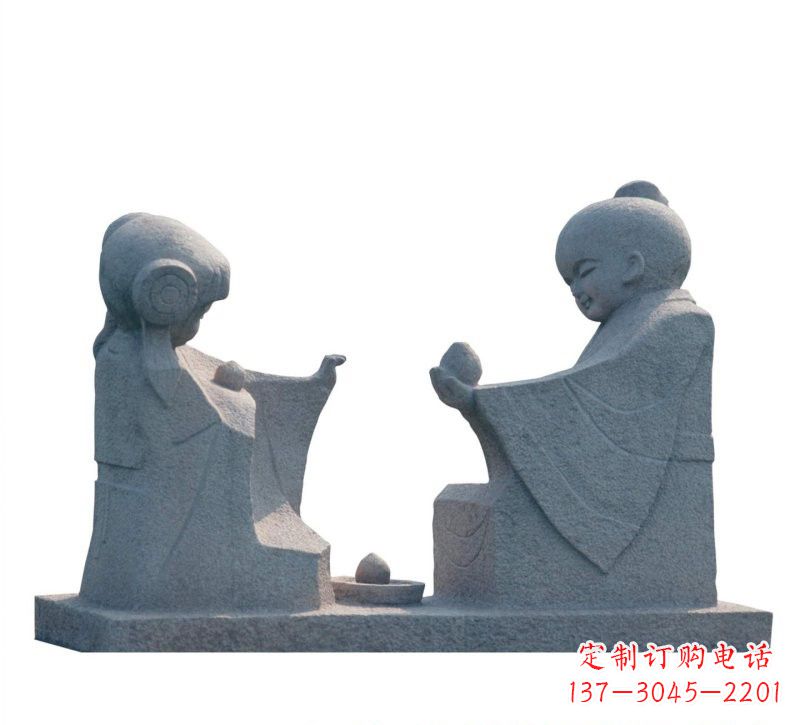 淄博传统风情——大理石孔融让梨雕塑