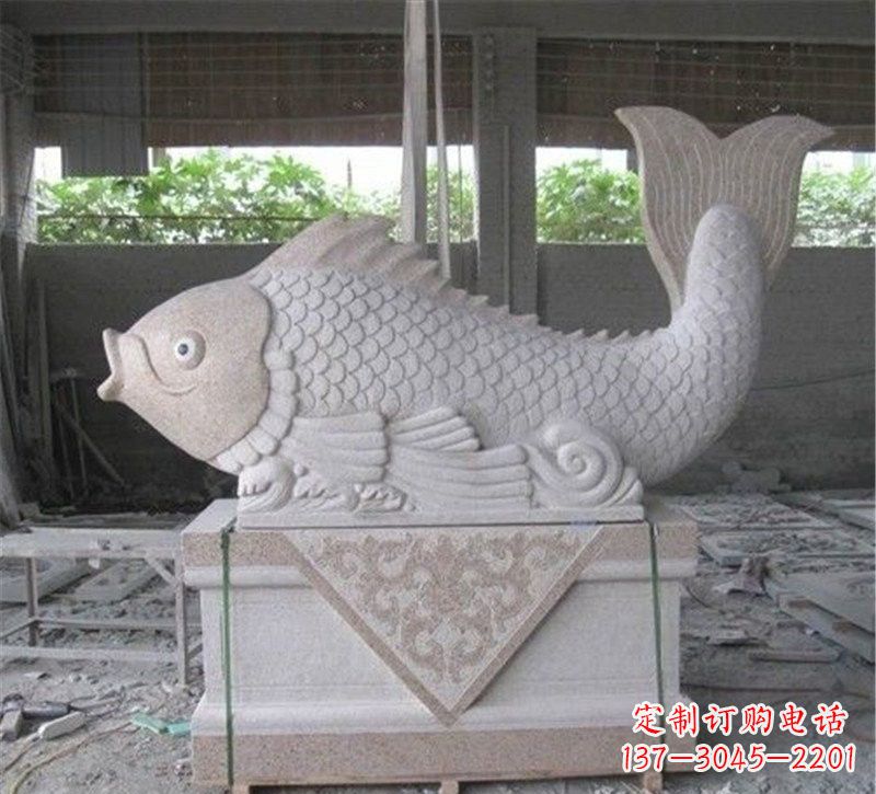 淄博精美大理石"鲤鱼"雕塑