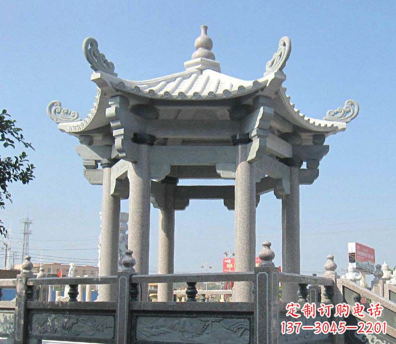 淄博大理石六角凉亭石雕，为您的家园带来浪漫情怀