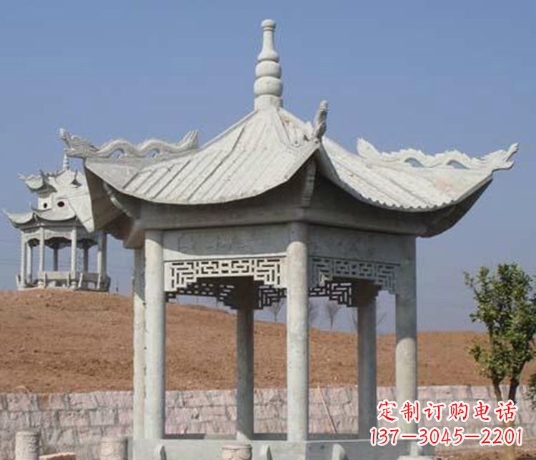 淄博精美大理石六角凉亭石雕