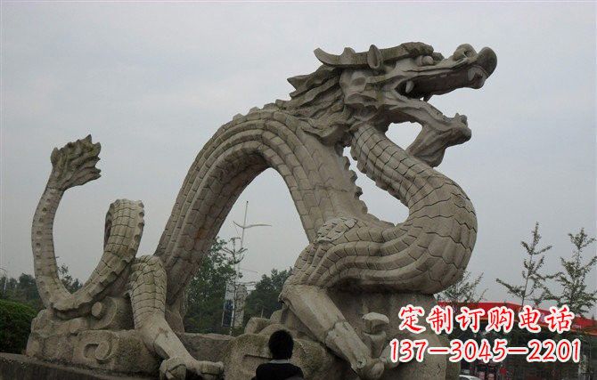 淄博大理石龙雕塑，象征着力量与尊贵