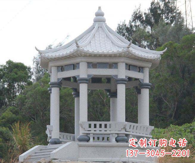 淄博大理石六角石雕凉亭营造舒适环境的完美体现