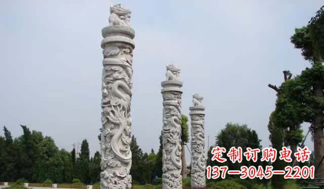 淄博精美大理石龙柱雕塑