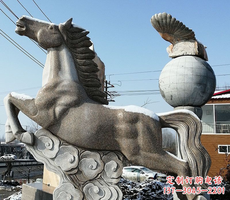 淄博大理石马踏祥云石雕