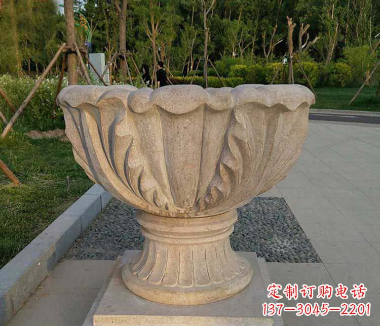 淄博大理石欧式花钵雕塑