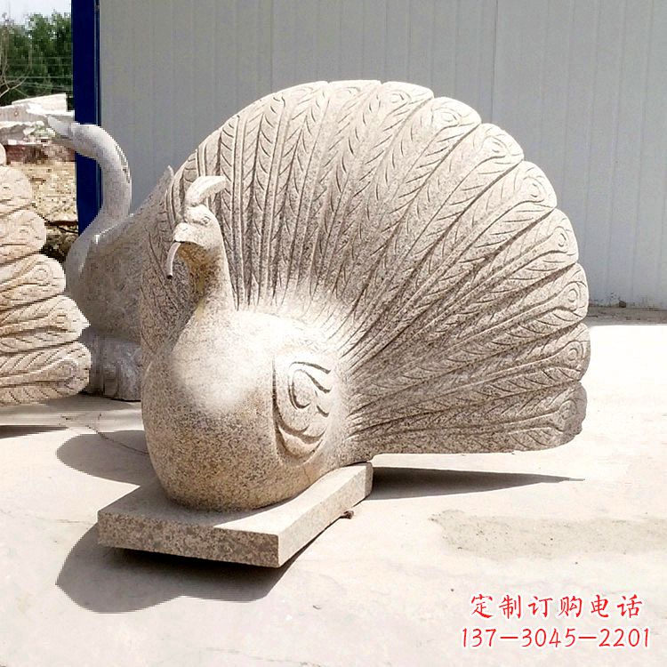 淄博大理石喷水孔雀雕塑