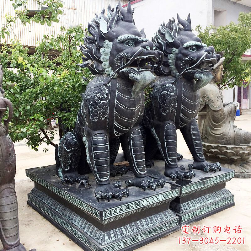 淄博象征威严的大理石麒麟雕塑