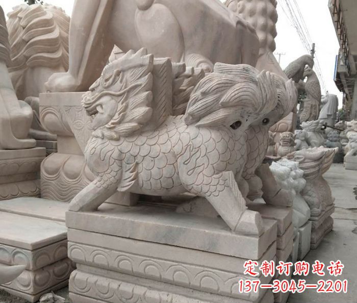 淄博大理石麒麟古代神兽石雕