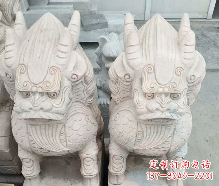 淄博品质卓越的大理石麒麟古兽雕塑