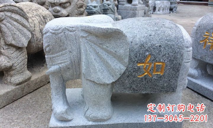 淄博精美大理石石象雕塑