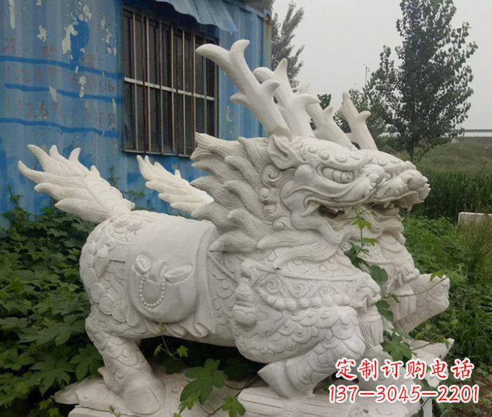 淄博精美的大理石麒麟雕塑