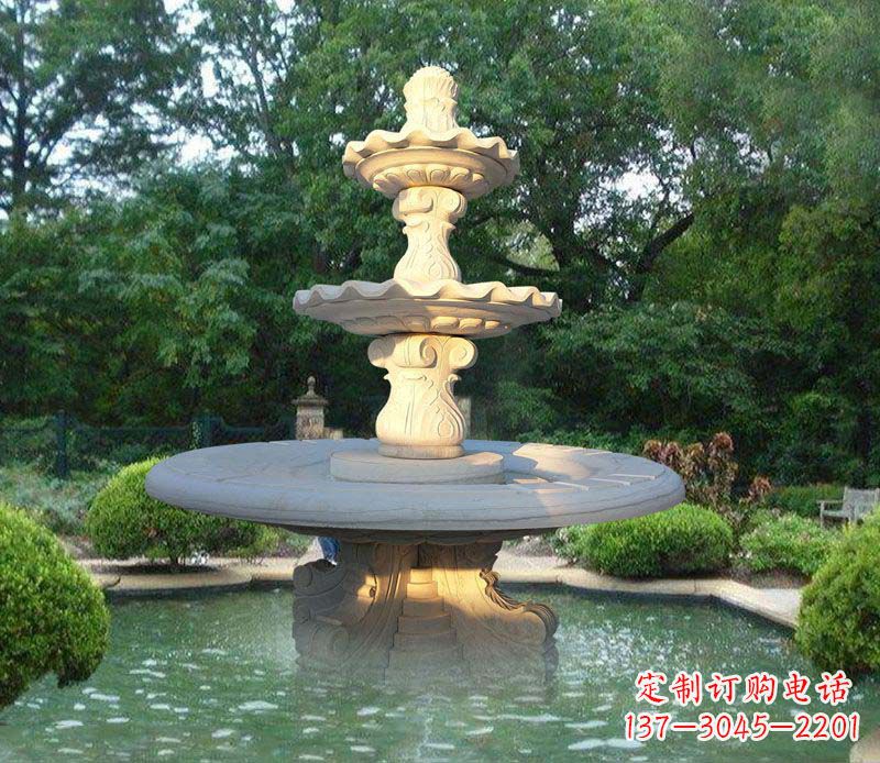 淄博大理石三层喷泉雕塑