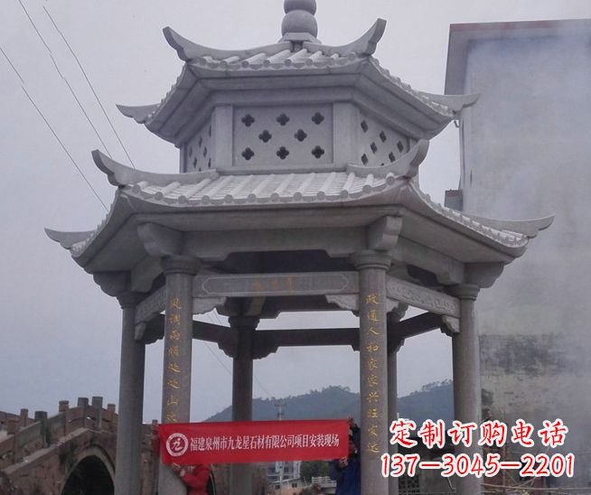 淄博大理石双层石雕凉亭——独特的艺术结晶