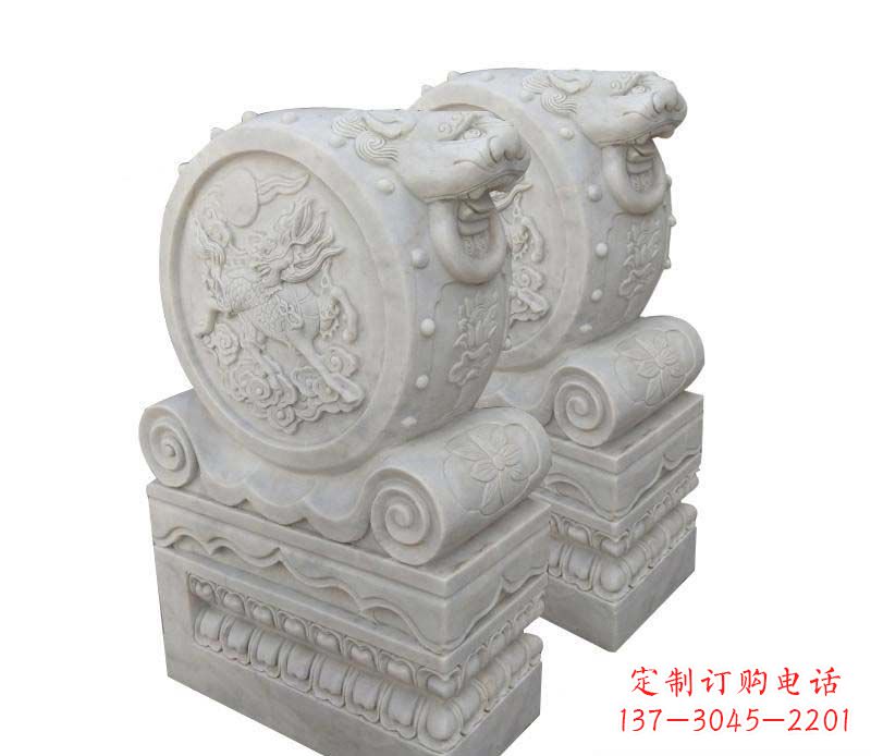 淄博大理石狮子头门墩雕塑