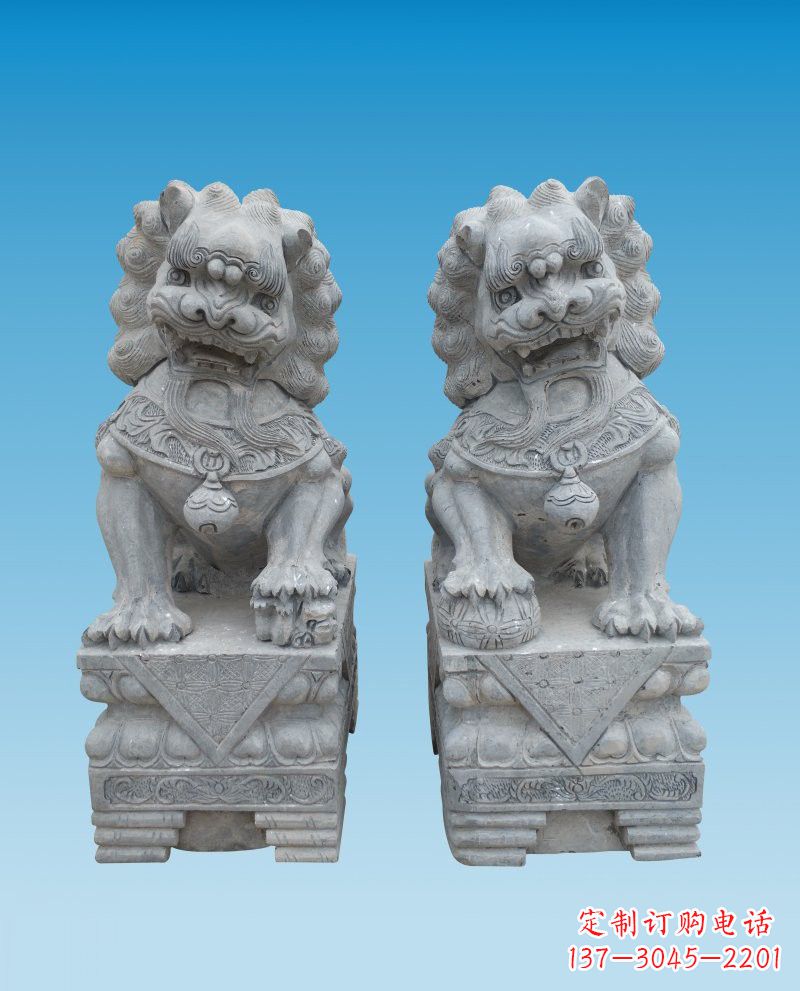 淄博精致雕刻的大理石狮子雕塑
