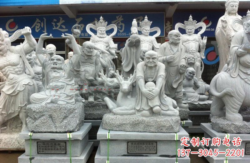 淄博大理石坐式罗汉禅修雕塑