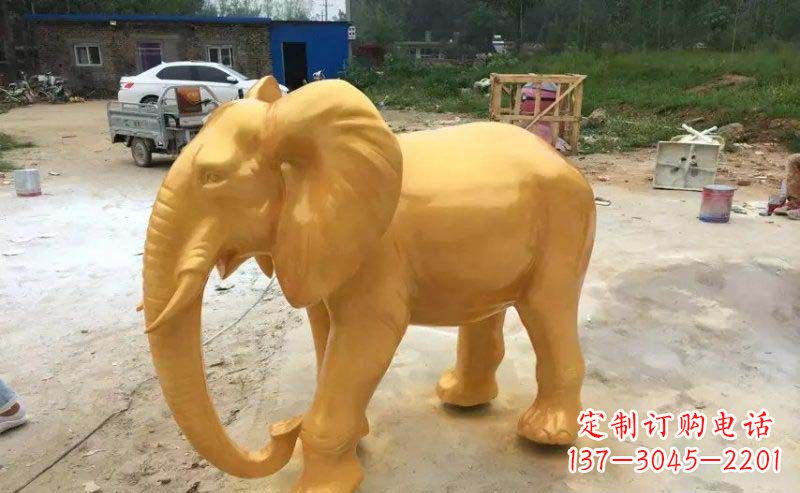 淄博大象玻璃钢仿铜动物雕塑