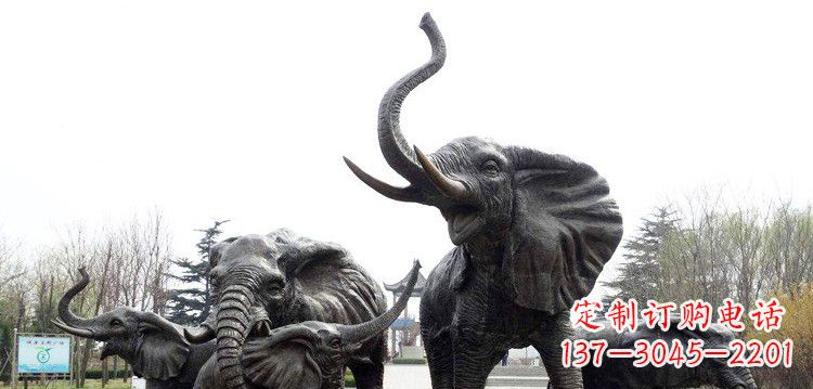 淄博大象群铜雕景观