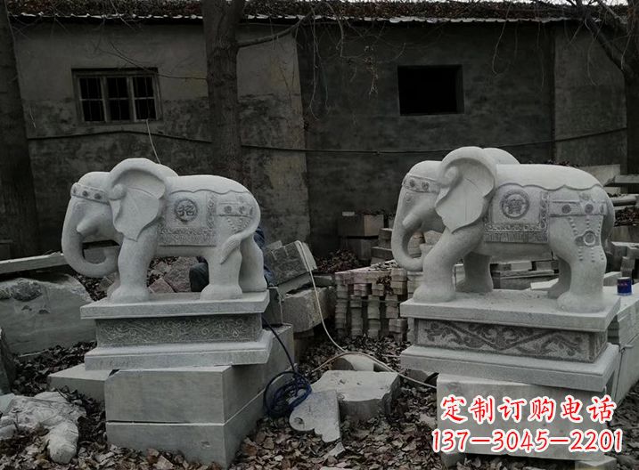 淄博大象石雕摆件