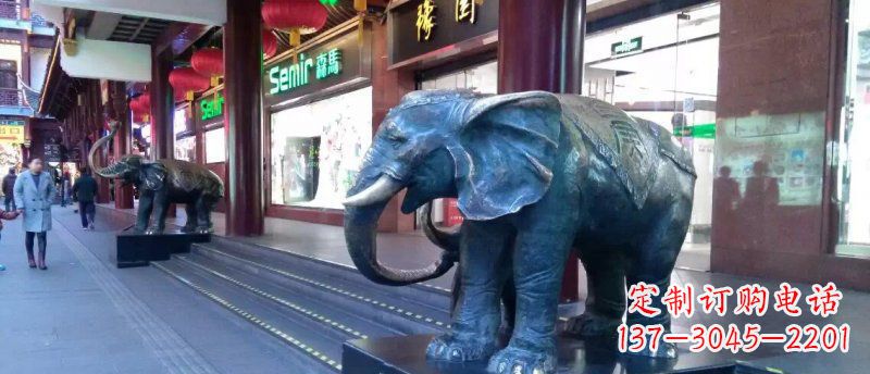 淄博大象铜雕企业门口动物雕塑