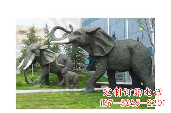 淄博大象一家三口铜雕