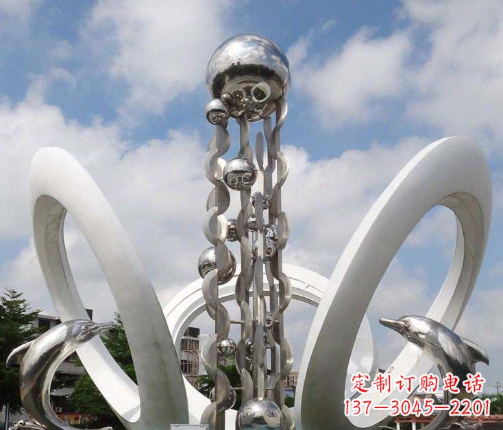 淄博精致不锈钢海豚雕塑