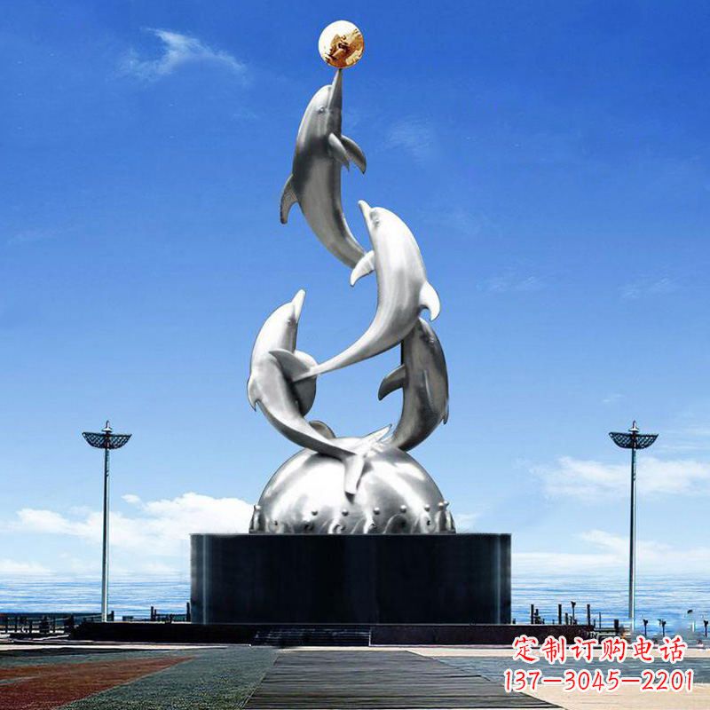 淄博引领潮流的不锈钢海豚雕塑