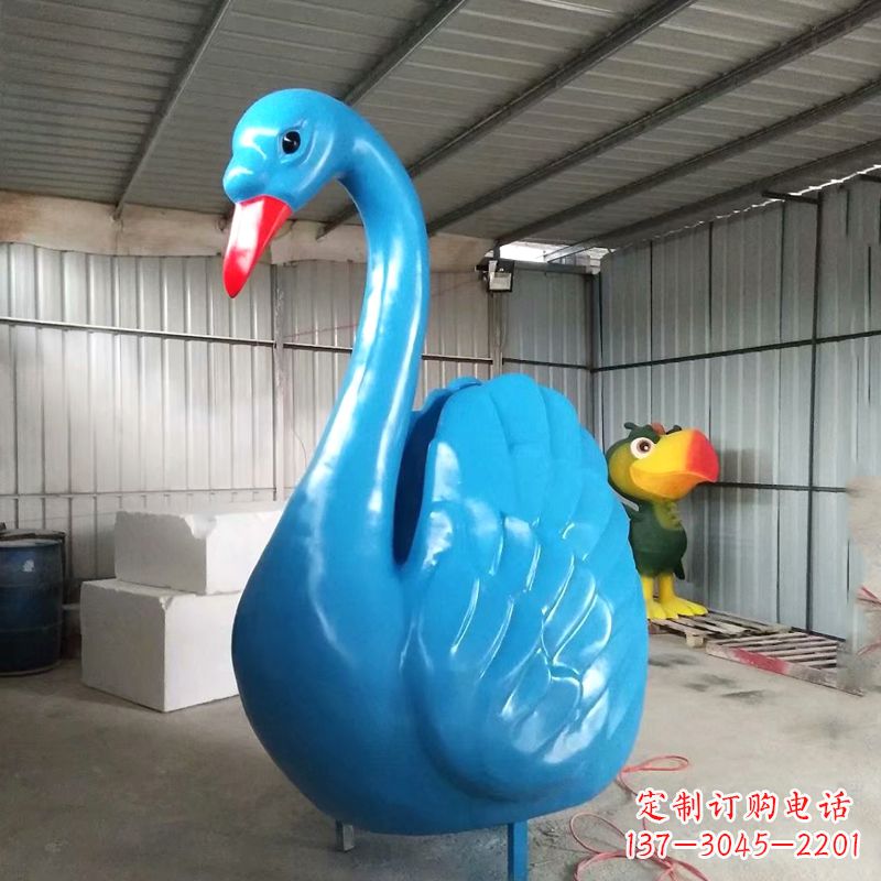 淄博大型彩绘天鹅雕塑