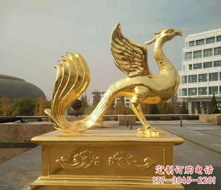 淄博大型凤凰动物铜雕塑
