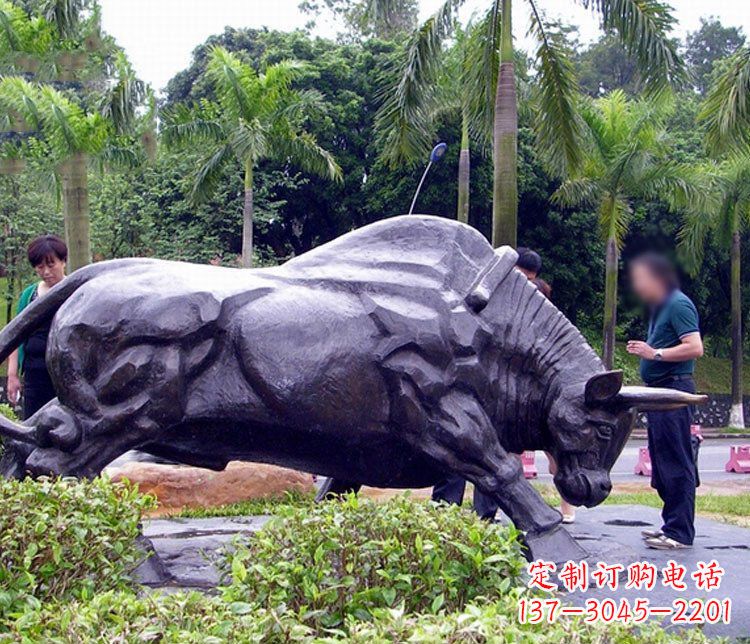 淄博大型公园动物牛铜雕塑