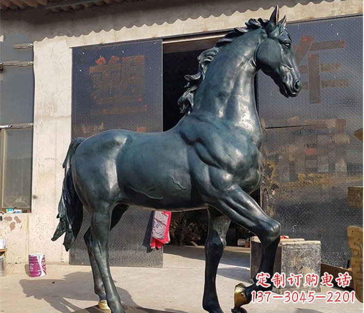 淄博大型公园铸铜马雕塑 (2)