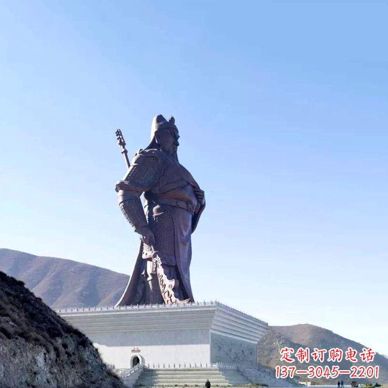 淄博大型关公铸铜雕塑-景区景点大型历史名人三国名将关羽雕像