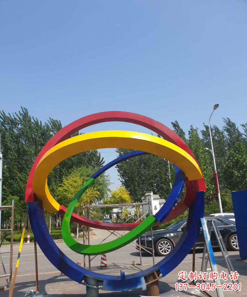 淄博大型不锈钢广场圆环景观雕塑