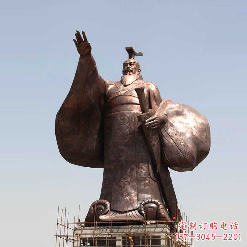 淄博传承历史风采,精美秦始皇铜雕塑