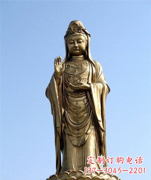 淄博大型立式铜观音雕塑