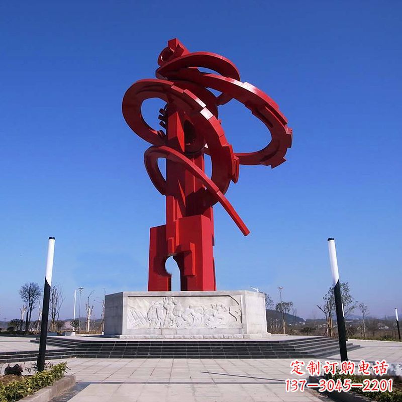淄博大型龙形不锈钢景观雕塑-广场抽象神兽景观标识