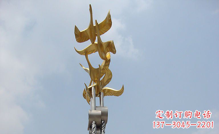 淄博大雁不锈钢雕塑—梦想之羽