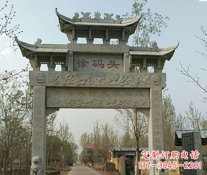 淄博精美纯手工大理石牌坊雕塑